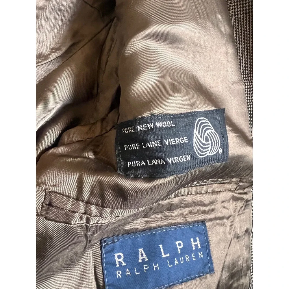 Vintage Ralph Lauren Mens Glen Plaid Wool Suit Made in Canada